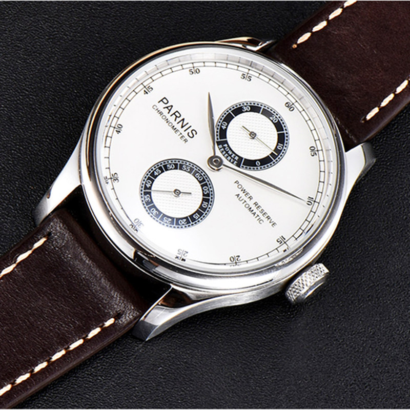 parnis柏尼时自动机械表海鸥st25机芯男士商务皮带动力储备指示正