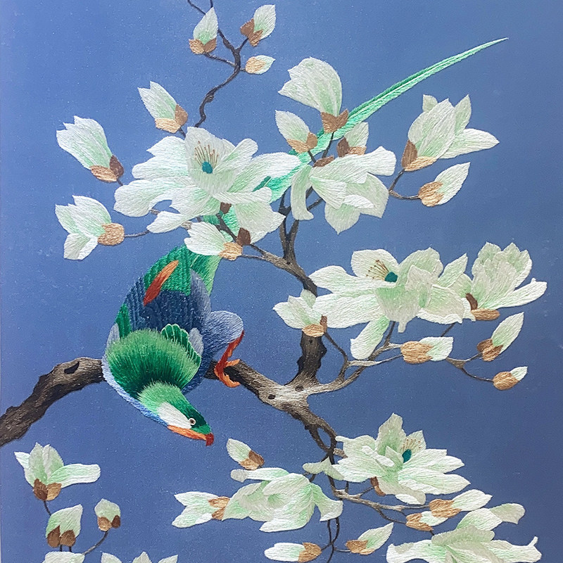 金吴针四联装饰画中式新中式客厅挂画成品苏绣刺绣苏绣