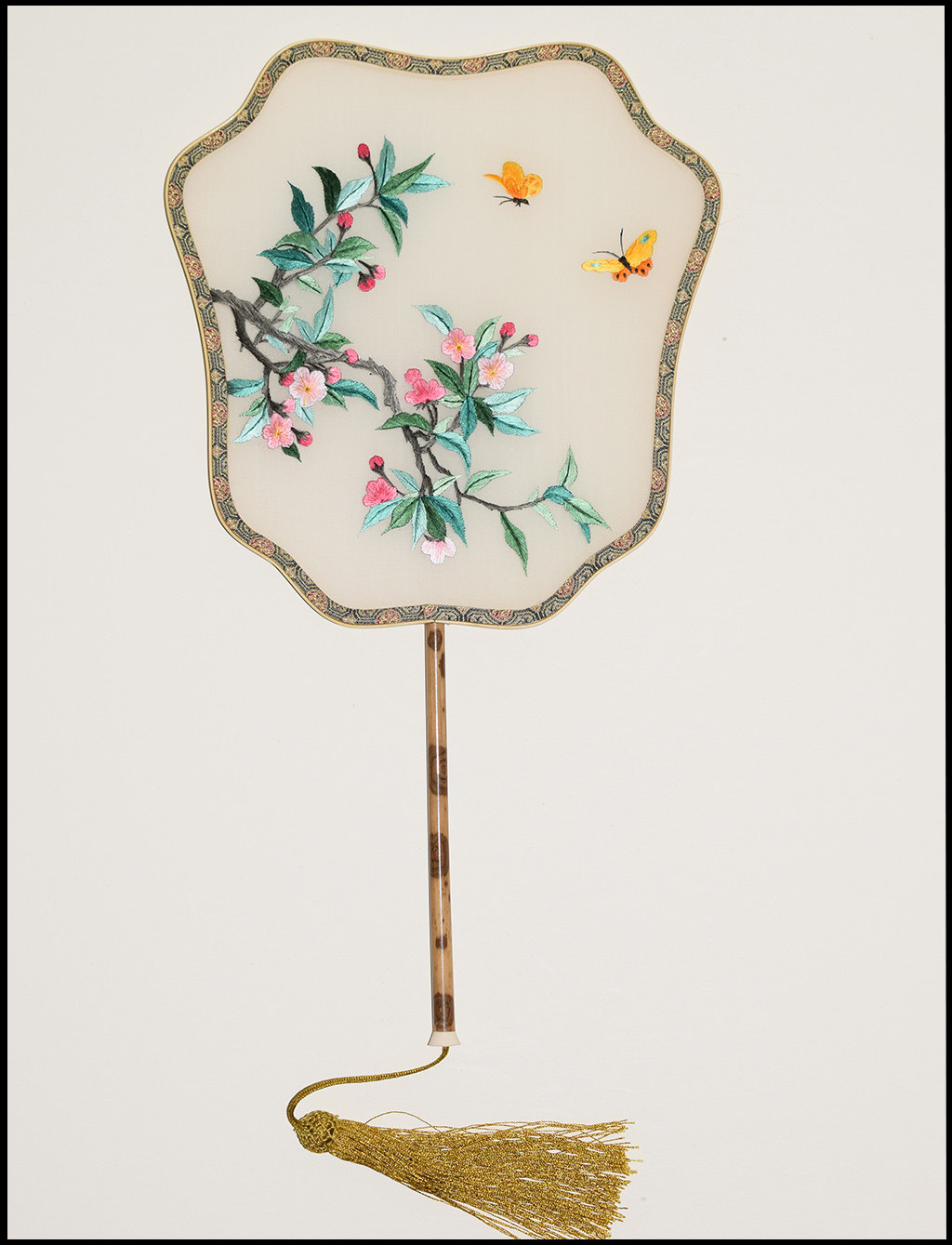 苏绣diy扇形团扇竹柄宫扇套件初学双面小花苏绣