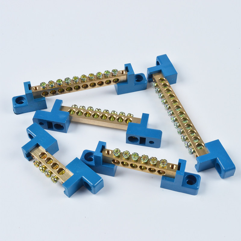 零线蓝色接线端子器接分线配电箱零地10孔铜排底座接线端子