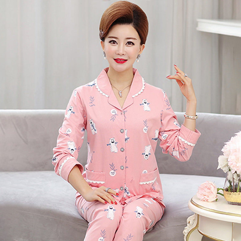 中年睡衣春秋纯棉长袖夏季中老年妇女全棉棉妈妈睡衣