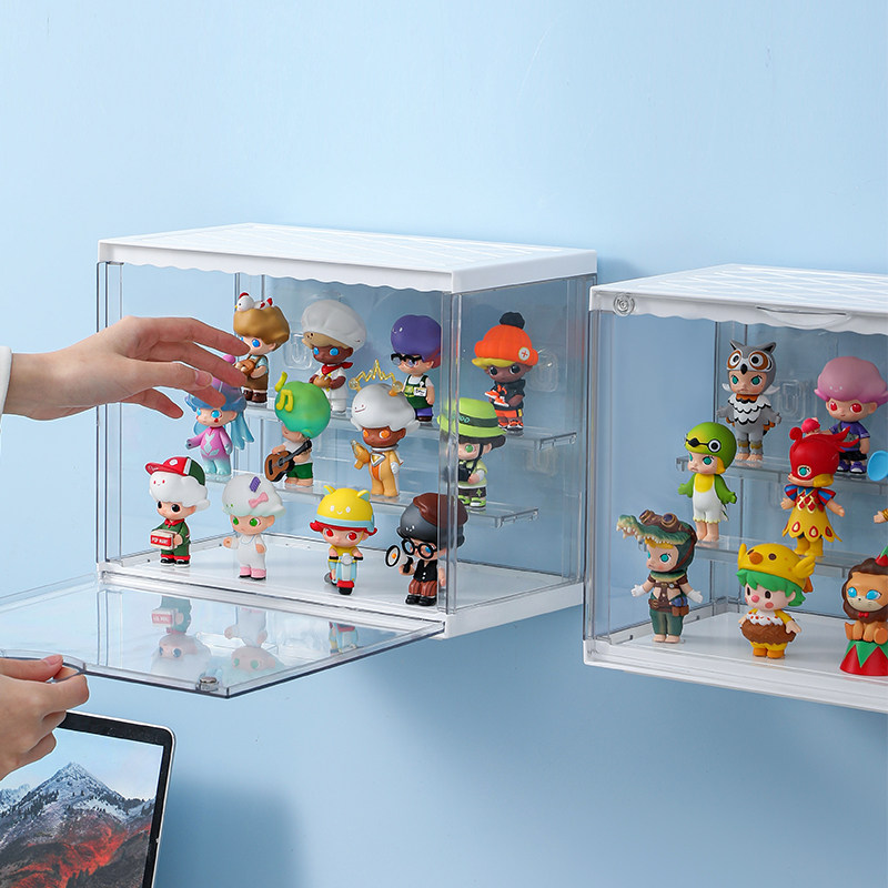 盲盒收纳展示架泡泡玛特手办亚克力透明壁挂墙上防尘手办收纳盒