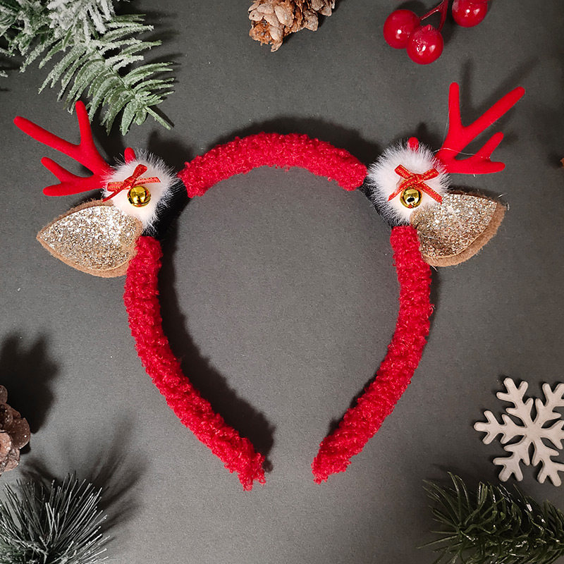 圣诞节头饰红色小鹿角发箍女头箍男发卡儿童饰品成人元旦新年过年