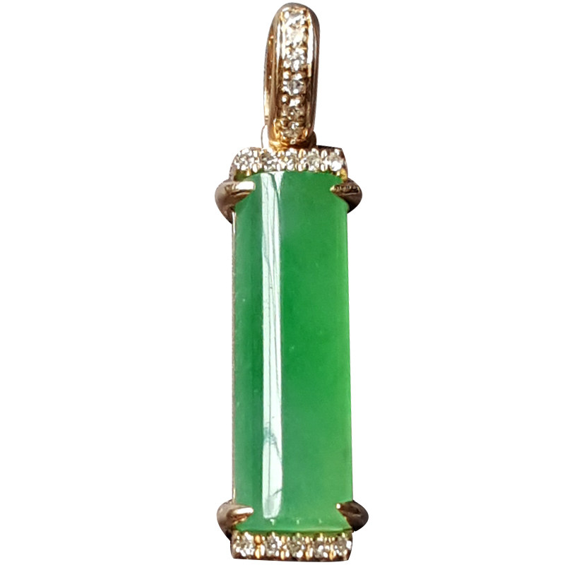 吊坠翡翠冰种方牌玉柱条子玉石缅甸天然镶嵌颈饰