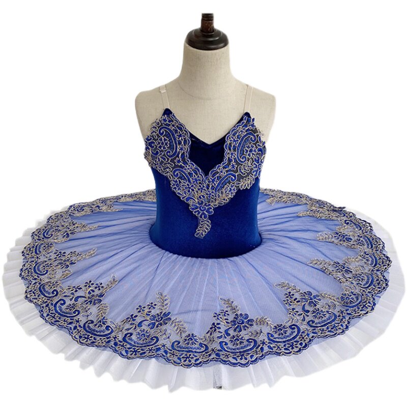 儿童蓝色专业芭蕾舞裙女蓝鸟变奏团体表演服睡美人tutu裙舞台装