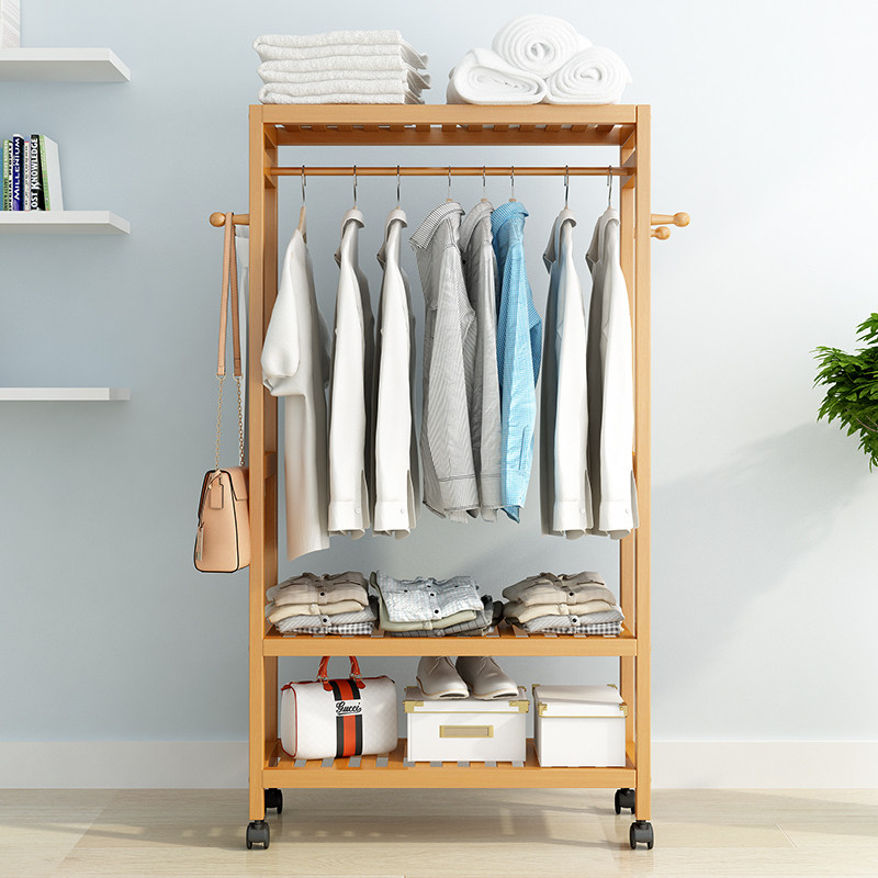 沁欣 衣架落地卧室简易衣架简约现代楠竹落地挂衣架子衣帽架落地
