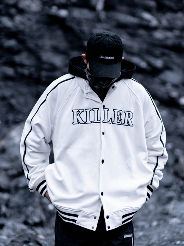 killwinner虚拟现实双色基础织带棒球夹克潮男女同宽松夹克