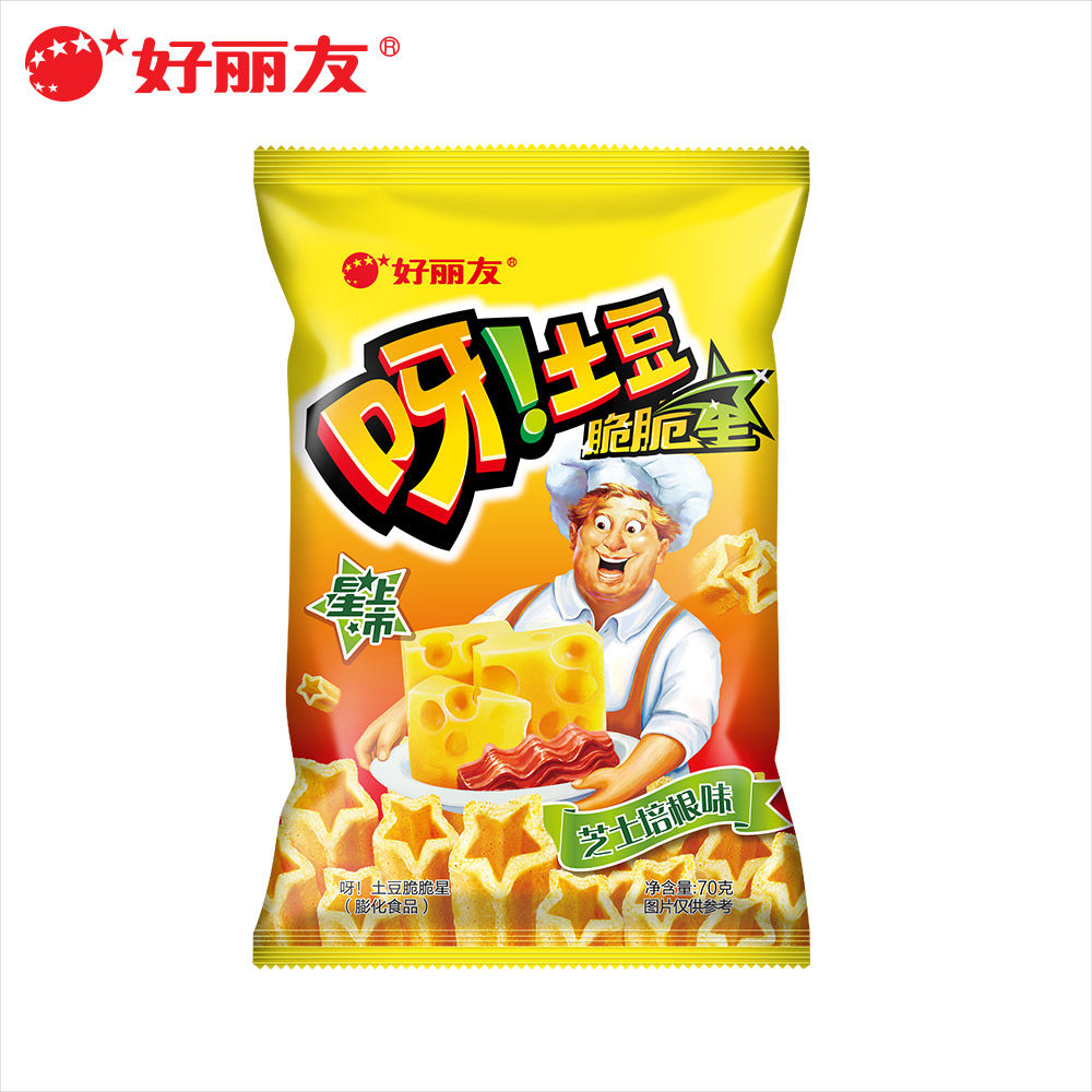 好丽友呀土豆脆脆星70g*8包麻辣小龙虾味芝士培根味膨化薯条零食