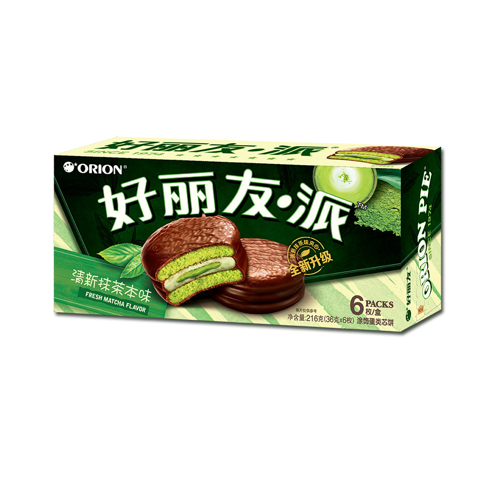 好丽友派蛋糕零食点心抹茶味6枚*4盒