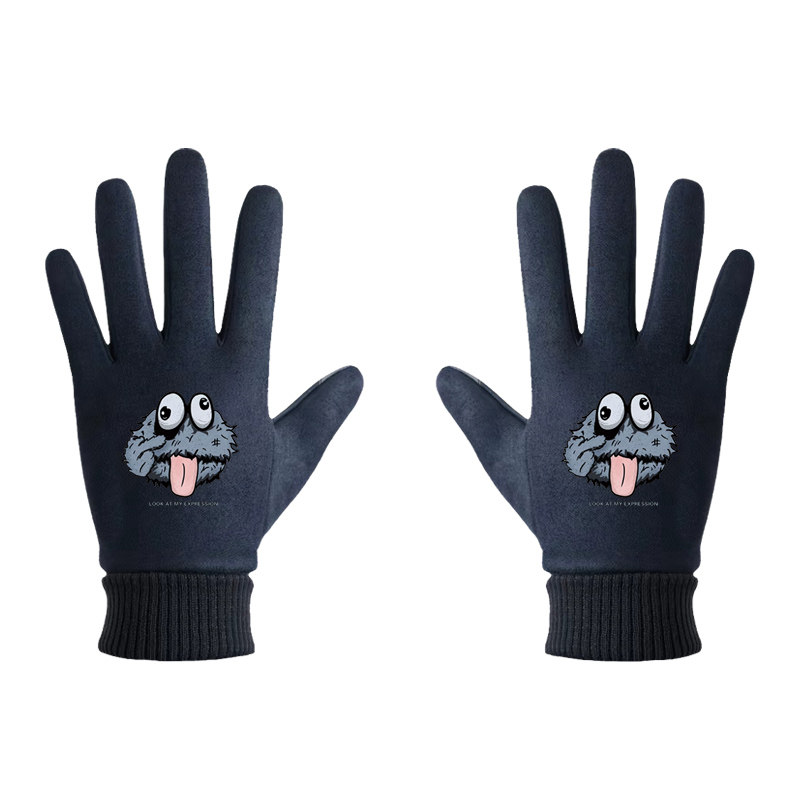 动漫联名美潮创意港风秋冬季男女女学生鬼脸芝麻街手套