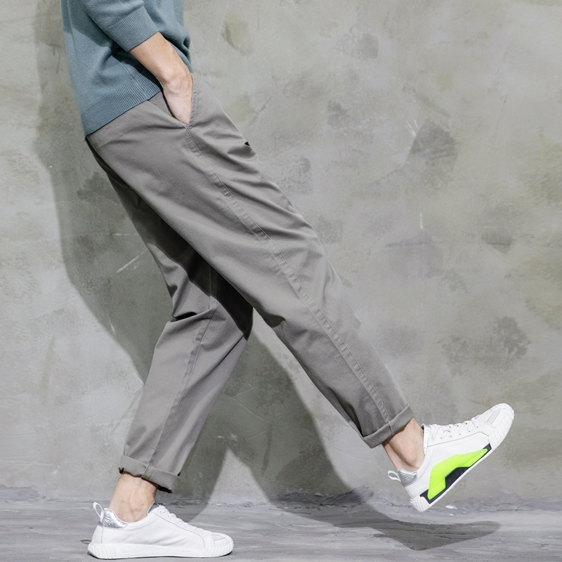 男裤潮牌复古2022春款休闲裤男士宽松潮流男装纯棉九分裤直筒裤子