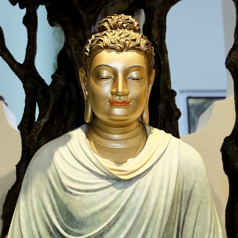 佛像鹿苑悟道台湾铜雕高温着色释迦牟尼纯铜释迦摆件