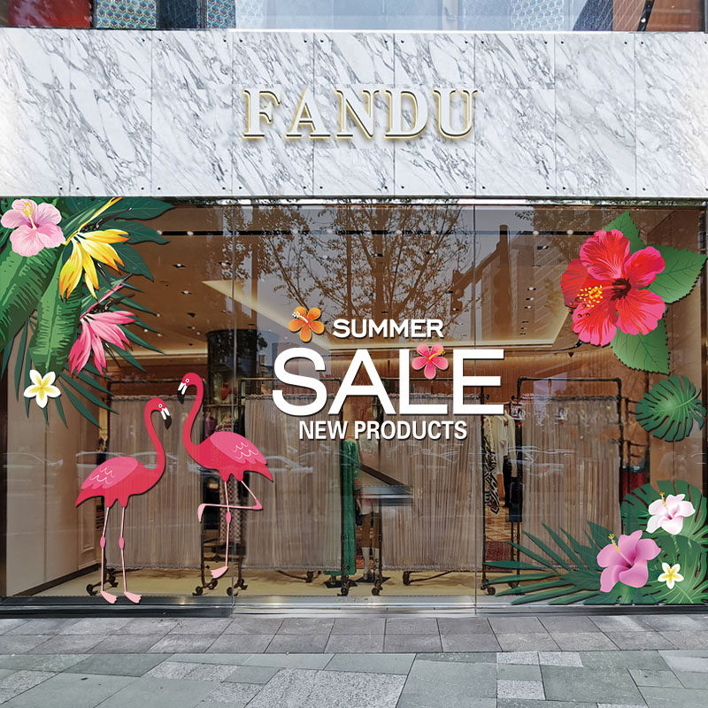 大型橱窗窗贴门贴布置装饰布装饰窗玻璃服装店面墙贴