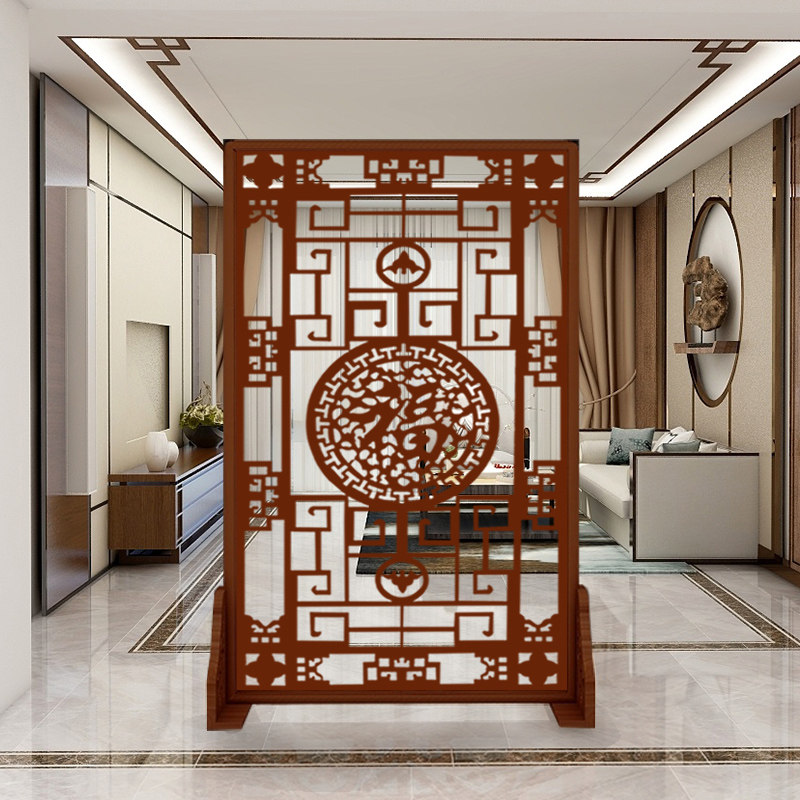 中式屏风隔断实木镂空小户户型入户客厅装饰座屏