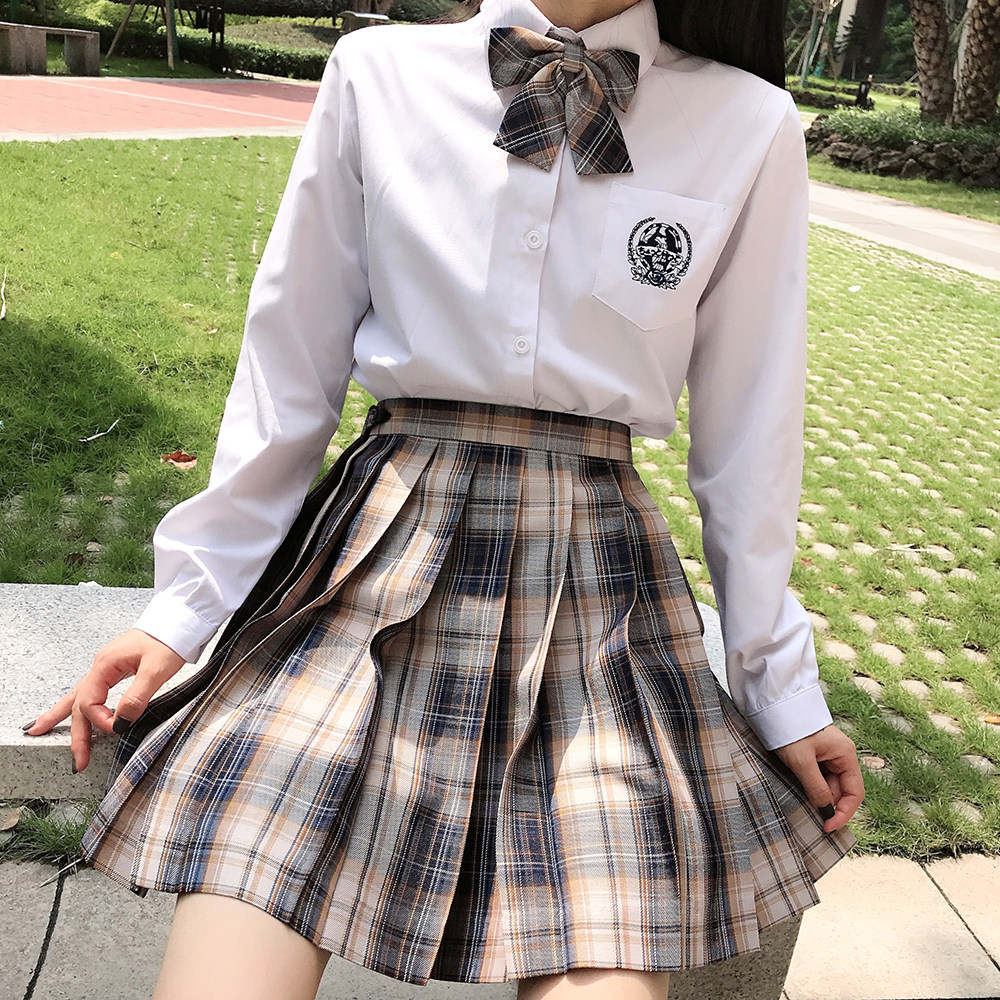 日系学院高腰格子小熊格裙jk制服半身百褶裙半身裙