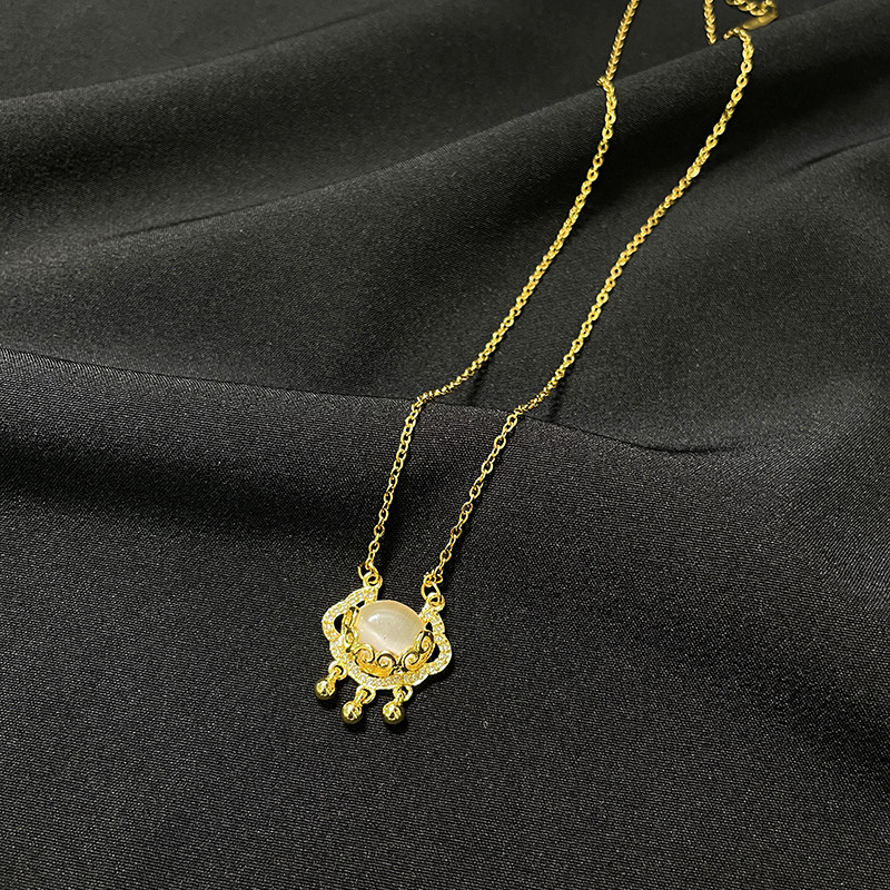 祥云如意平安项链女夏小众轻奢长命同心锁不项链