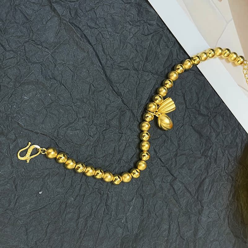 莲蓬越南金色金黄镀金古法转运莲花新款2021年手链