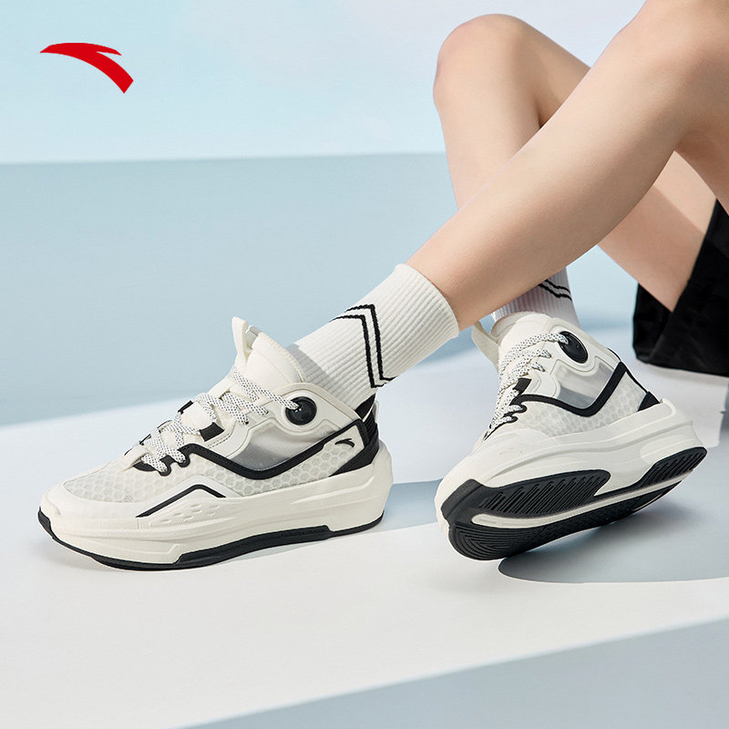 安踏c37休闲鞋女鞋2022夏季新款软底透气复古运动休闲鞋