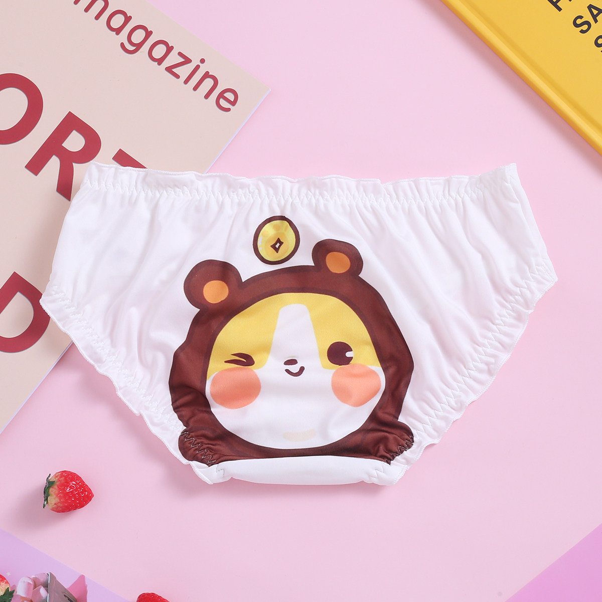 日系卡通二次元牛奶内裤纯棉荷叶边低腰包臀少内裤
