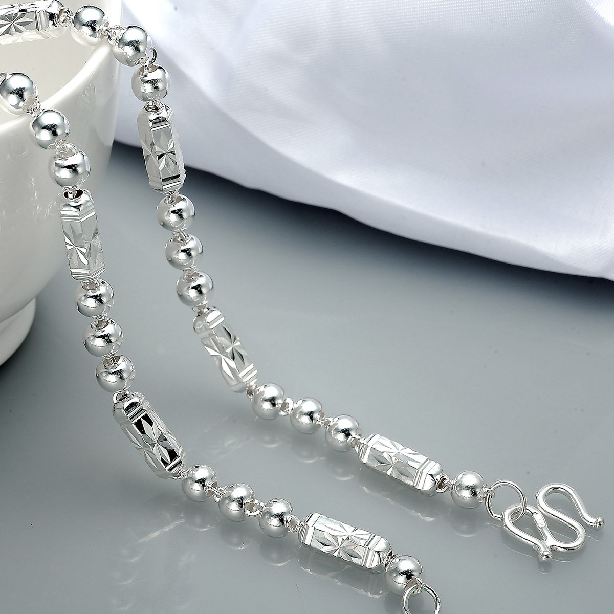 银项链s999男士纯银足银白银子项链学生日韩版个性霸气粗长款银饰