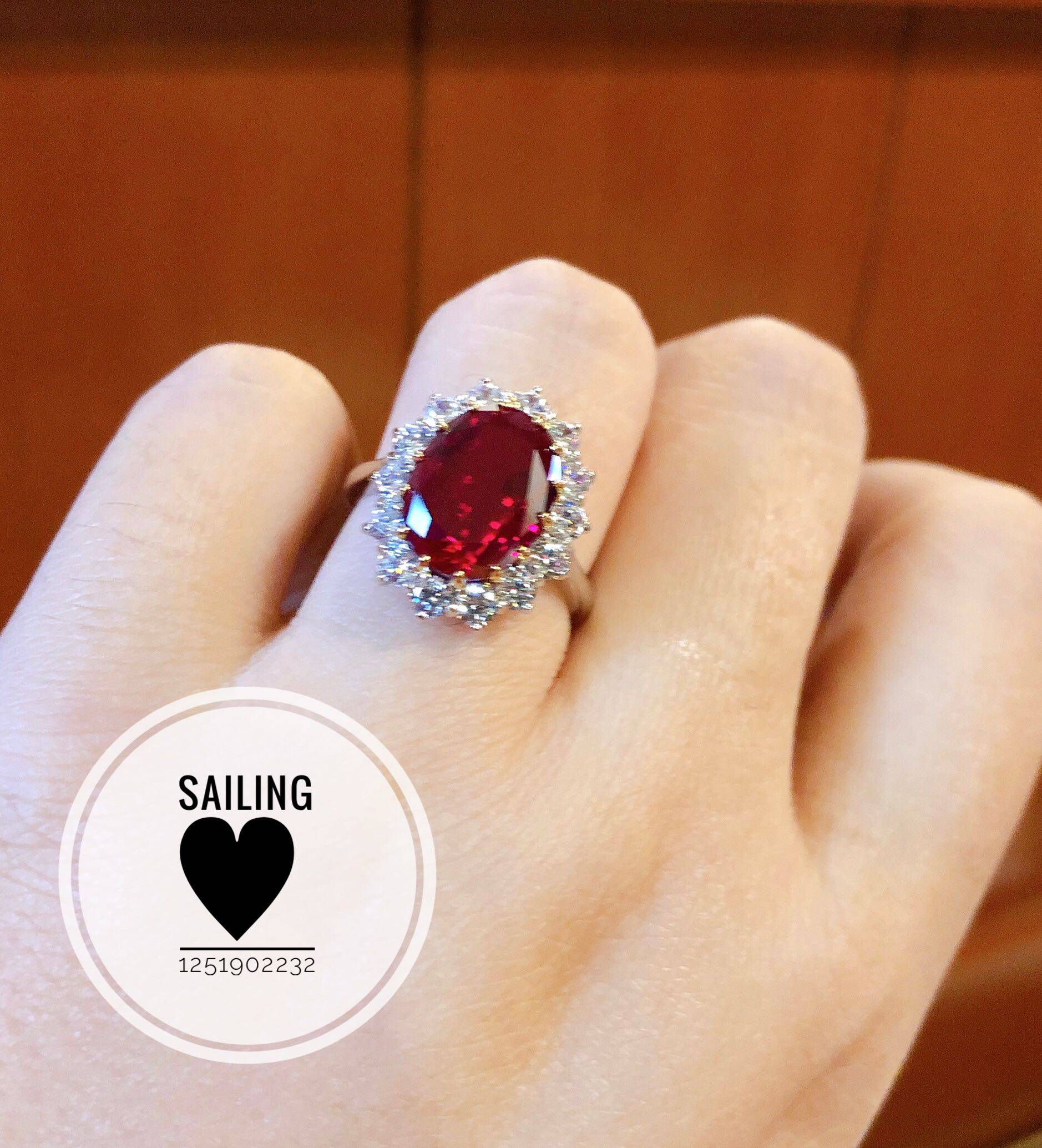 现货香港专柜英国caratlondon5克拉人造钻石红宝石戒指