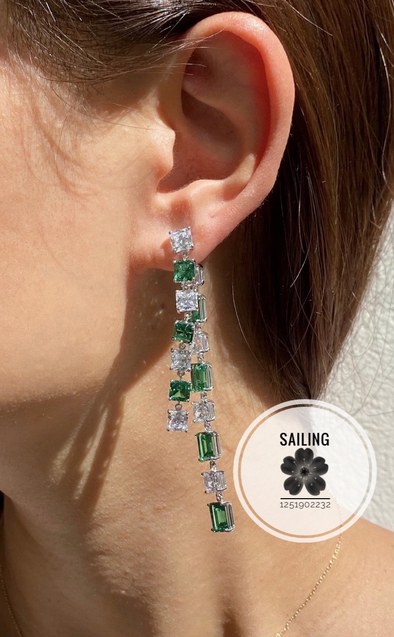 现货香港专柜代购英国caratlondon人造钻石祖母绿耳环