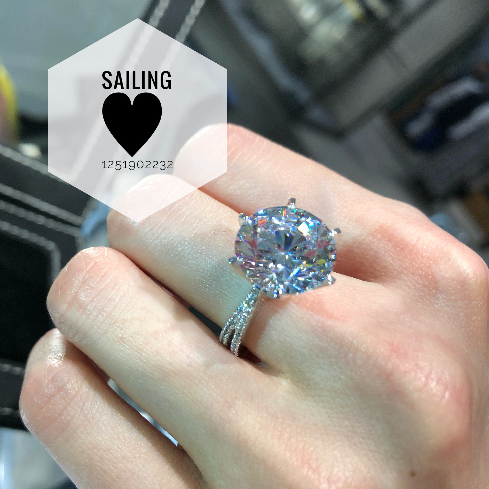 现货 香港专柜代购 英国carat london 6克拉 k白金 人造钻石戒指