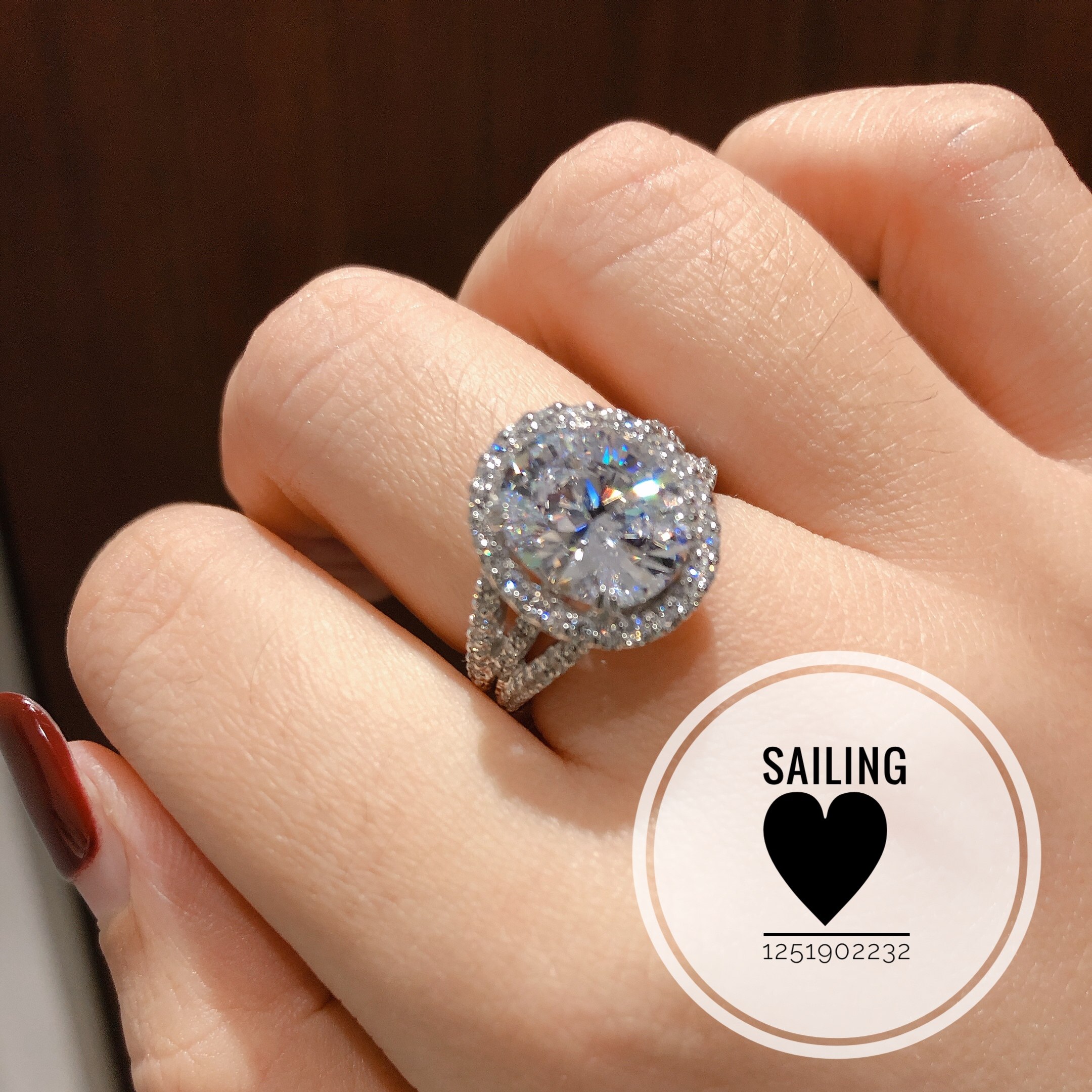 现货香港专柜英国caratlondon人造钻石椭圆形4克拉戒指戒指