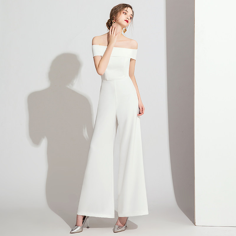 气质裤装礼服宴会高贵优雅名媛白色显瘦晚礼服礼服