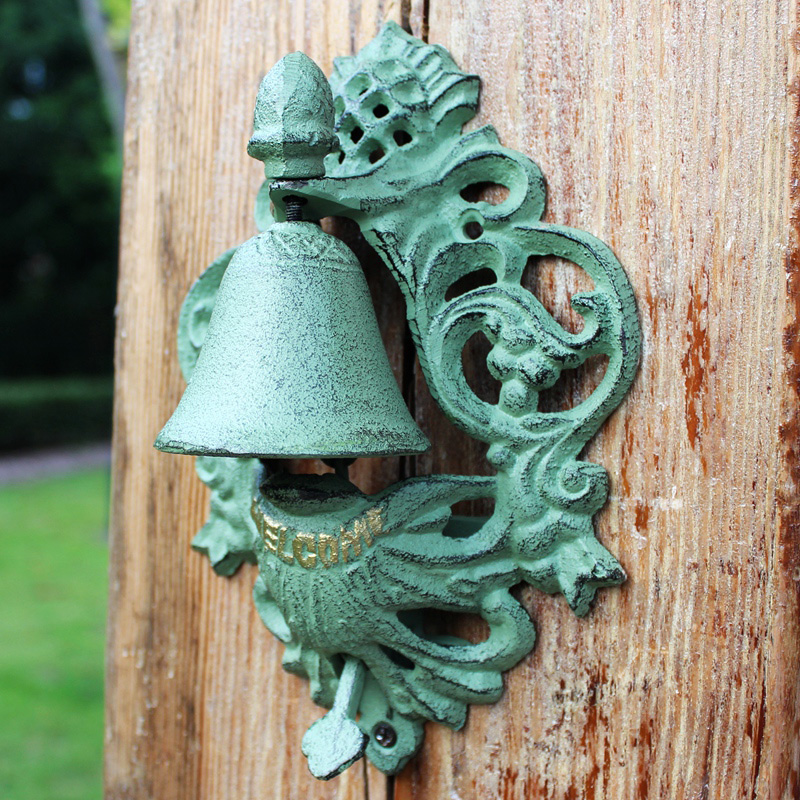 格嘉睿尔欧式铸铁工艺品复古菠萝徽标手按门铃铃铛庭院壁饰
