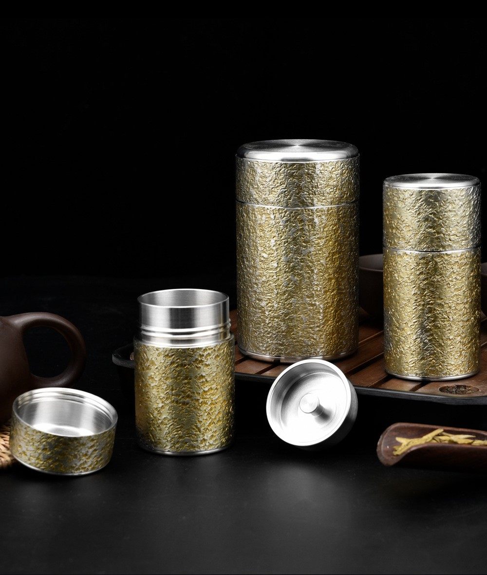 螺纹锡罐无铅纯锡茶叶罐便携小号随身金属罐普洱茶叶罐