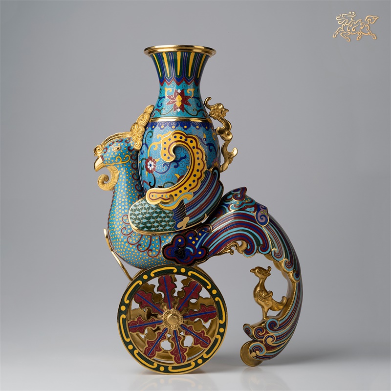 铜师傅 全铜摆件《天鸡尊(景泰蓝)》家居饰品 铜工艺品 摆件