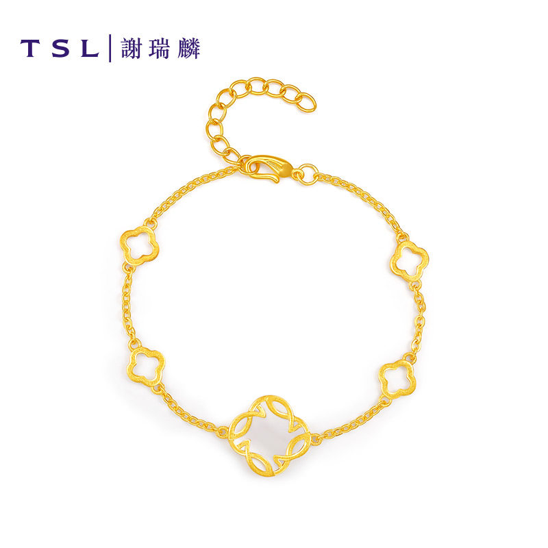 tsl谢瑞麟黄金手链如意花系列女款时尚足金气质简约手饰