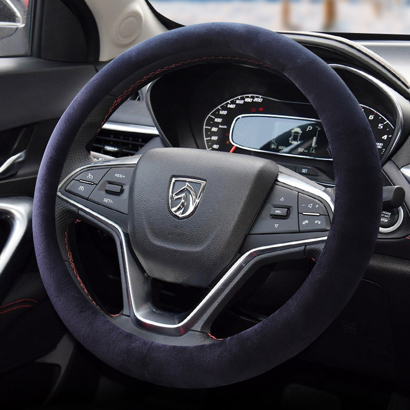 宝骏毛绒方向盘valli510560630730e100新能源530d保暖把套方向盘套