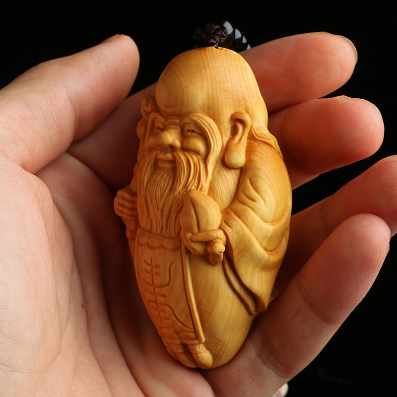乐清黄杨木雕寿星文玩手把件男祝寿礼品微雕木雕