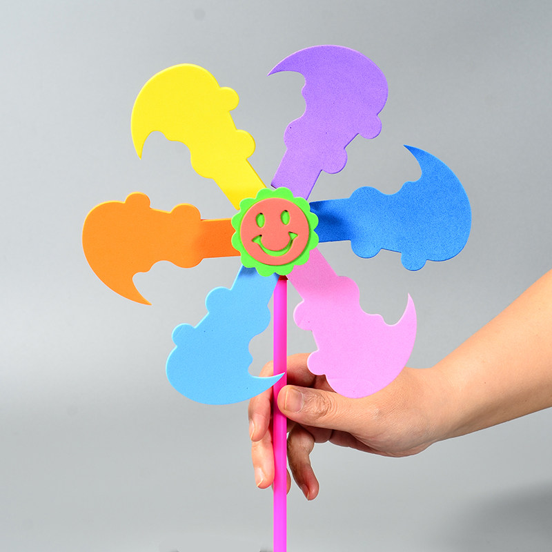 eva风车儿童手工制作材料包海绵粘贴纸贴画幼儿园diy益智创意玩具