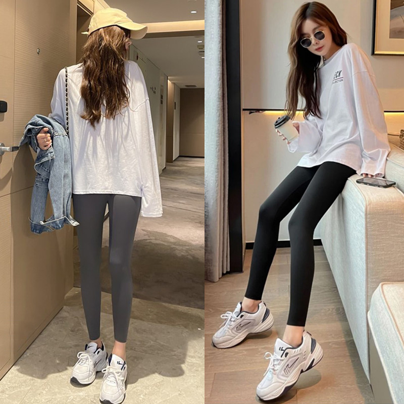 矮个子穿搭鲨鱼春秋款打底裤女外穿显高显八分打底裤