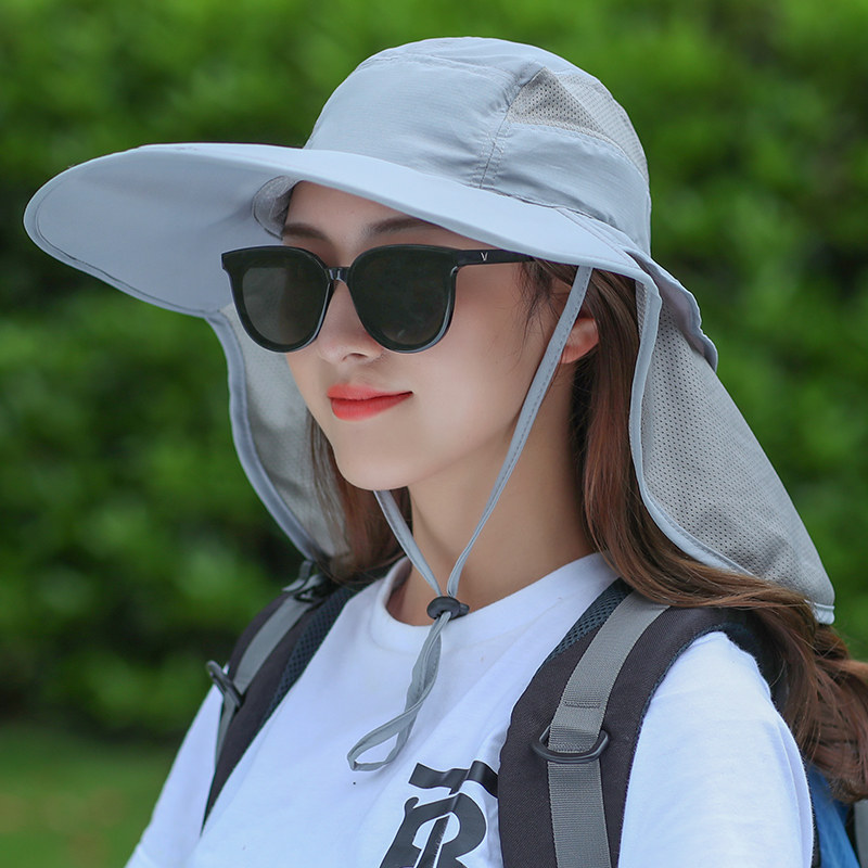 防晒帽子遮脸防紫外线大沿遮阳帽夏天户外韩版潮太阳帽女夏渔夫帽