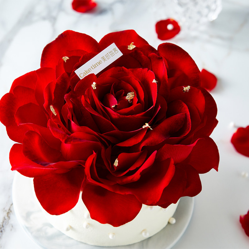 美时每客创意新品玫瑰玫瑰花花瓣蛋糕网红水果新鲜生日蛋糕