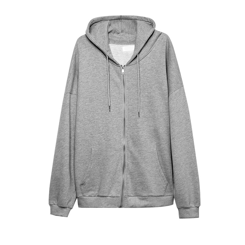 灰色开衫连帽卫衣女慵懒秋季上衣韩版宽松运动卫衣