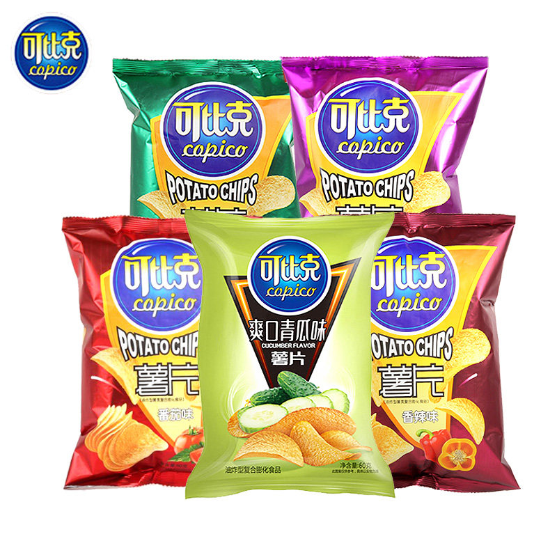 可比克薯片60g袋装原味番茄多口味休闲膨化食品香脆零食大礼包