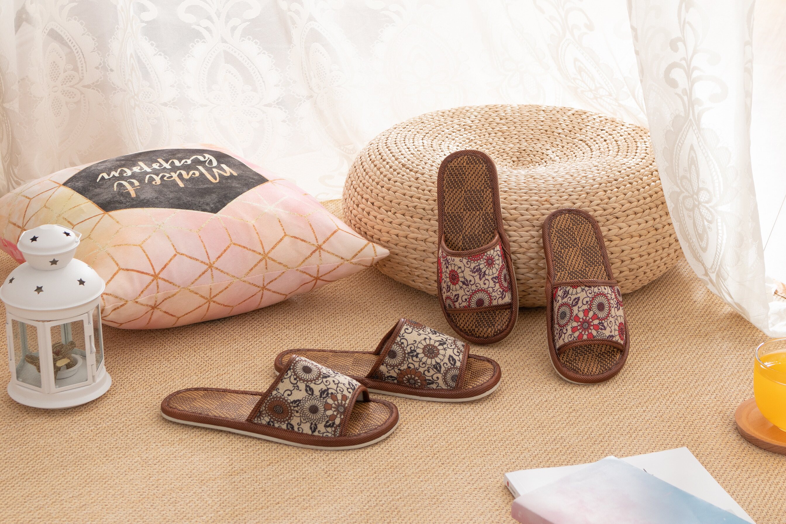 席面夏季亚麻拖鞋家用防滑防臭轻便舒适四季居家凉拖