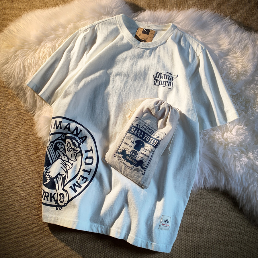 2022夏季新款美式休闲上衣时尚百搭宽松显瘦印花圆领短袖T恤男潮