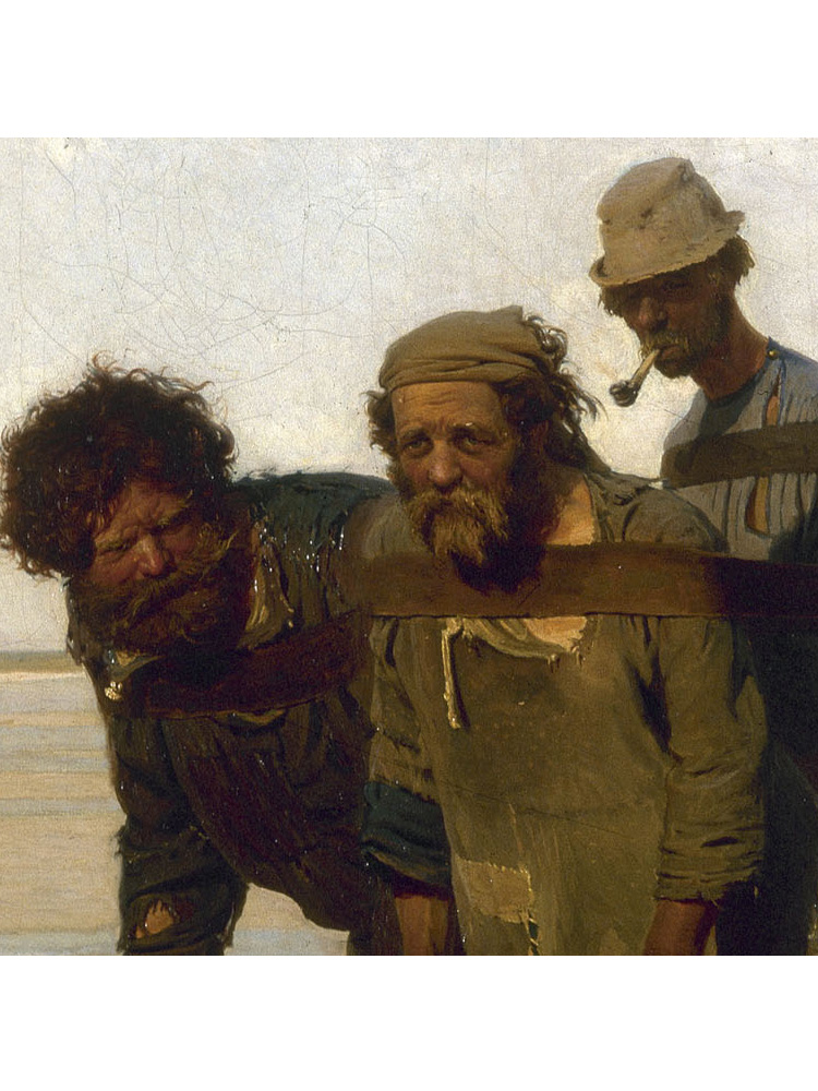 伏尔加河上的纤夫repin俄罗斯巡回画派人物油画书房现代装饰画