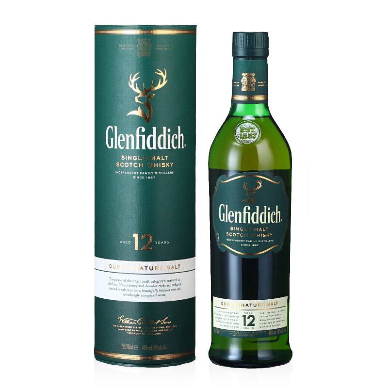 英国进口洋酒glenfiddich格兰菲迪12年单一麦芽威士忌酒威士忌