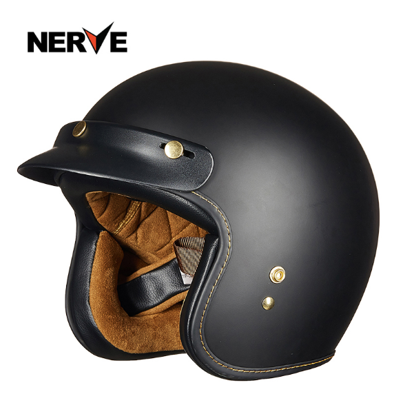 德国nerve复古头盔碳纤维摩托车半盔男女机车秋冬摩托车头盔