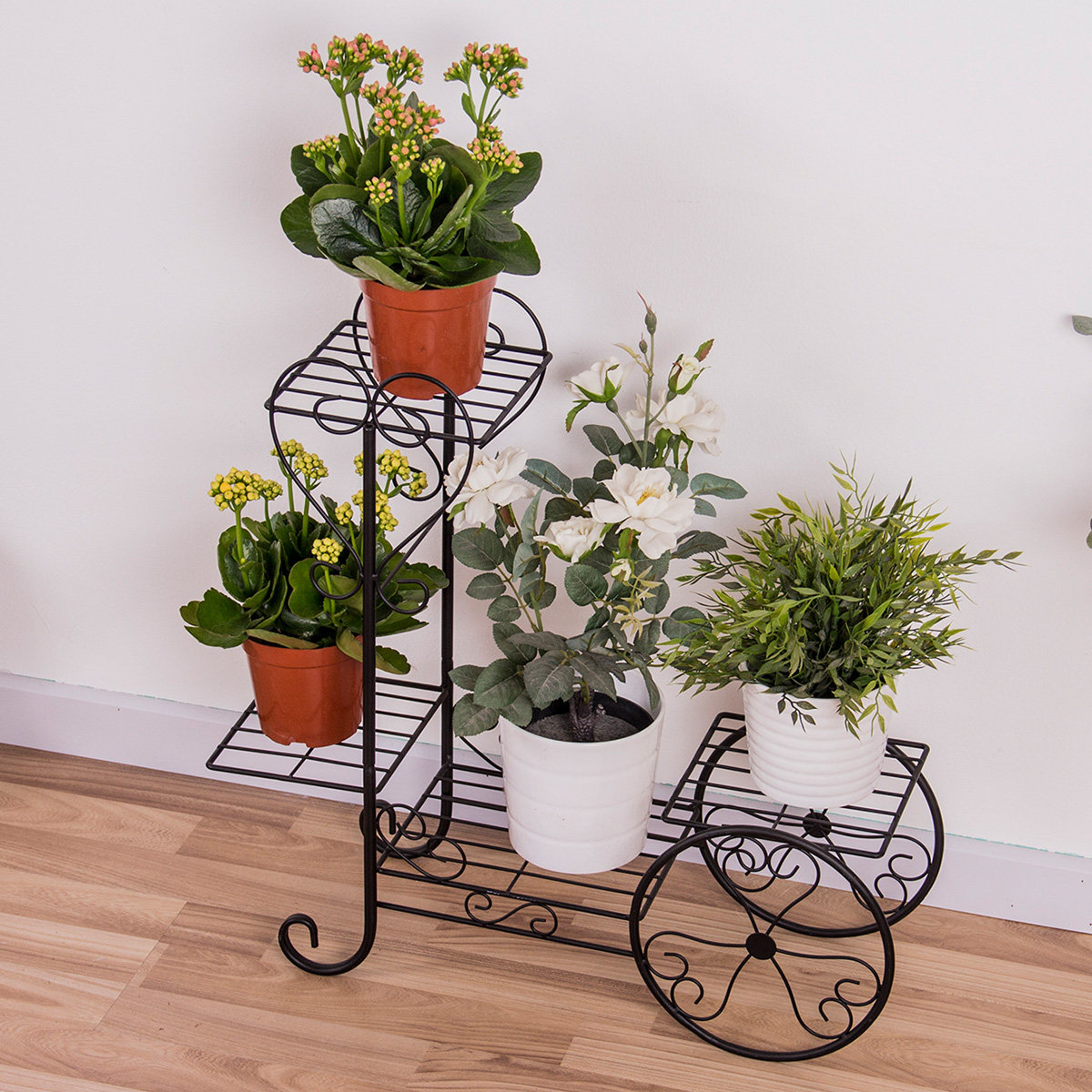 欧式铁艺花架落地花盆盆架扇形三层室内特价省花架