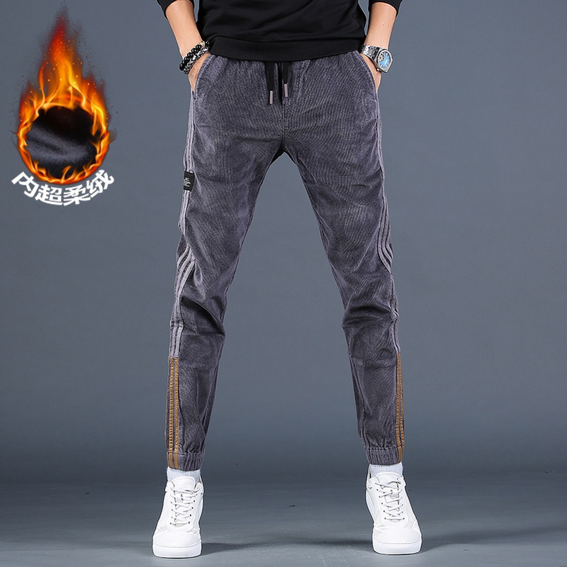 春秋款休闲裤男潮流灯芯绒裤子潮牌条绒运动裤加绒长裤品牌男裤