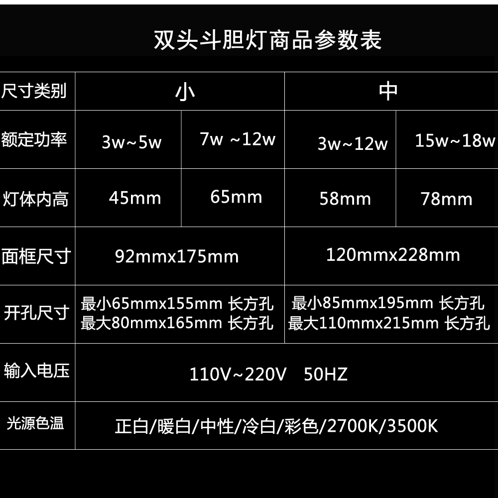 gdds两头双头筒灯led集成射灯2头格栅灯斗胆筒灯