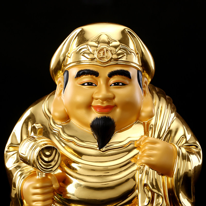 台湾贴金大黑天财神像密宗佛像招手财神家居风水摆件